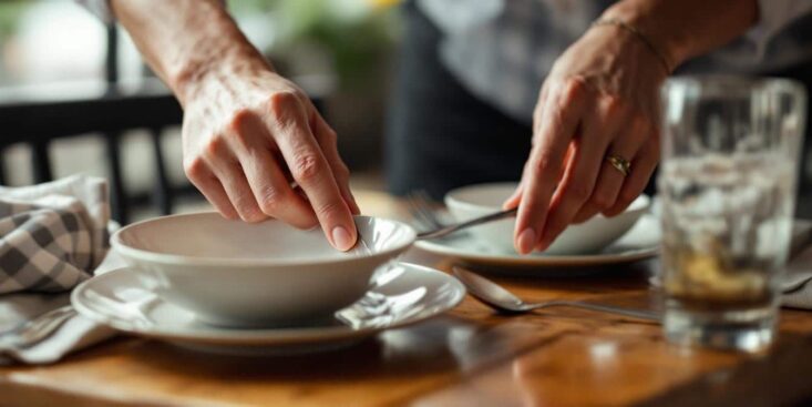 Débarrasser la table au restaurant