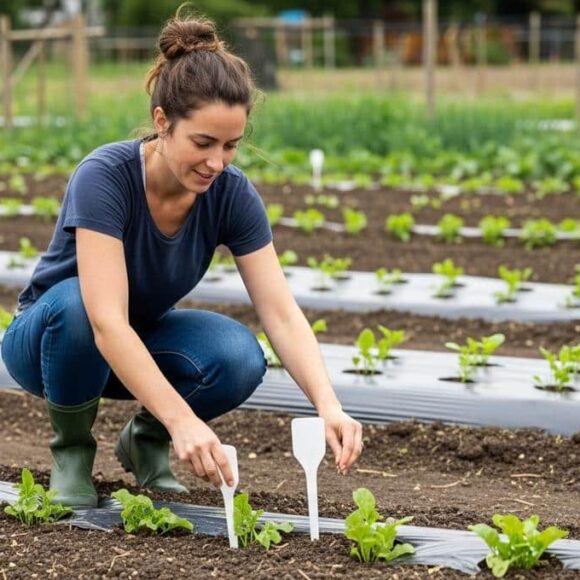 SoonNight - Potager: plantez une fourchette en plastique pour éloigner chats et oiseaux et protéger vos semis