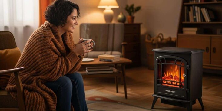 Lepointdujour.fr - LIDL propose une cheminée électrique à moins de 50 € qui rivalise avec un vrai feu et transforme le salon en cocon rétro