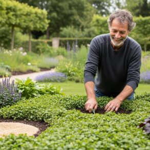 Soonnight - Tapis végétal semé en novembre 2025 surpasse le paillage et permet un jardin presque sans arrosage
